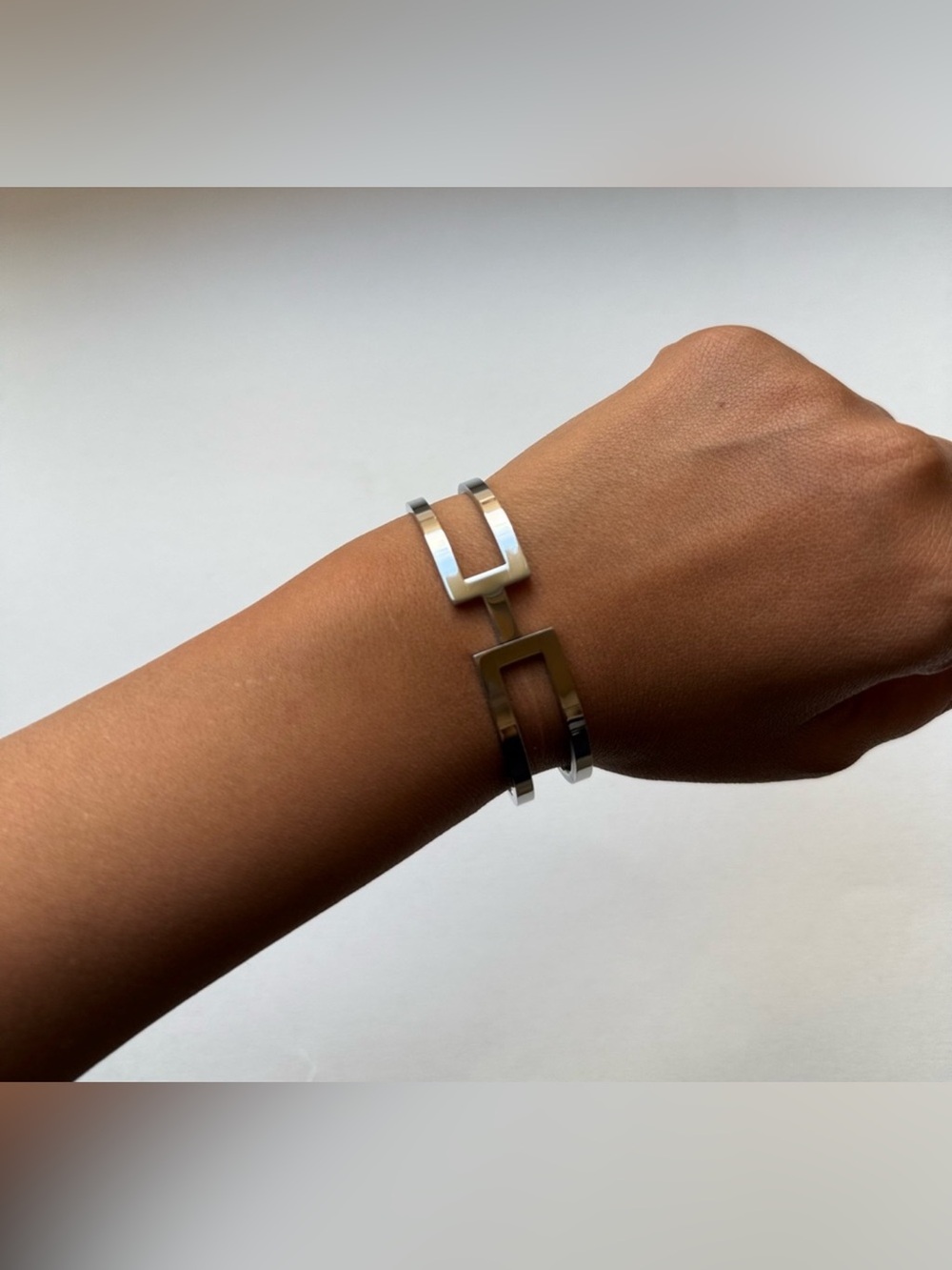 18K silver Plated Geometric Open Bangle Bracelet